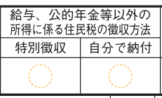 確定申告書第二表の普通徴収の選択箇所