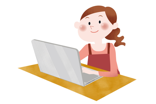 夫に内緒で副業をする主婦のイラスト